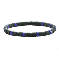 Bracelet Perles Heishi Agate Noire Mate Lapis Lazuli-Small-16cm