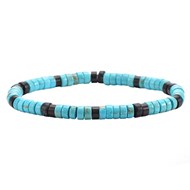 Bracelet Perles Heishi Turquoise Agate Noire-XS-14cm