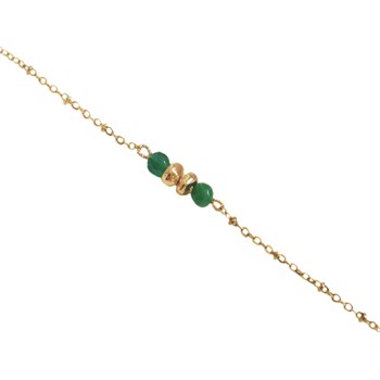 Bracelet  chaîne  perles d 'agates vertes- Doré à l'or fin