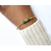 Bracelet  chaîne  perles d 'agates vertes- Doré à l'or fin - vue V2