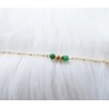 Bracelet  chaîne  perles d 'agates vertes- Doré à l'or fin - vue V3