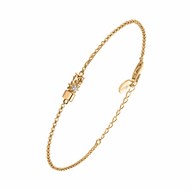 Bracelet  Argent Doré  étoile Sertie De Zirconiums Blanc