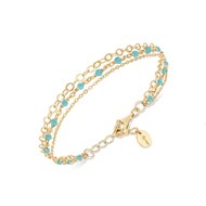Bracelet argent doré triple chaine petite perles turquoise