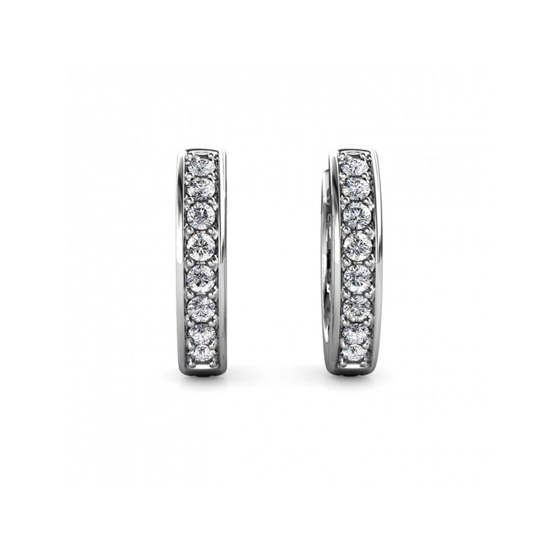 Boucles d'oreilles Circle Hoop - Argenté et Cristal - vue 3