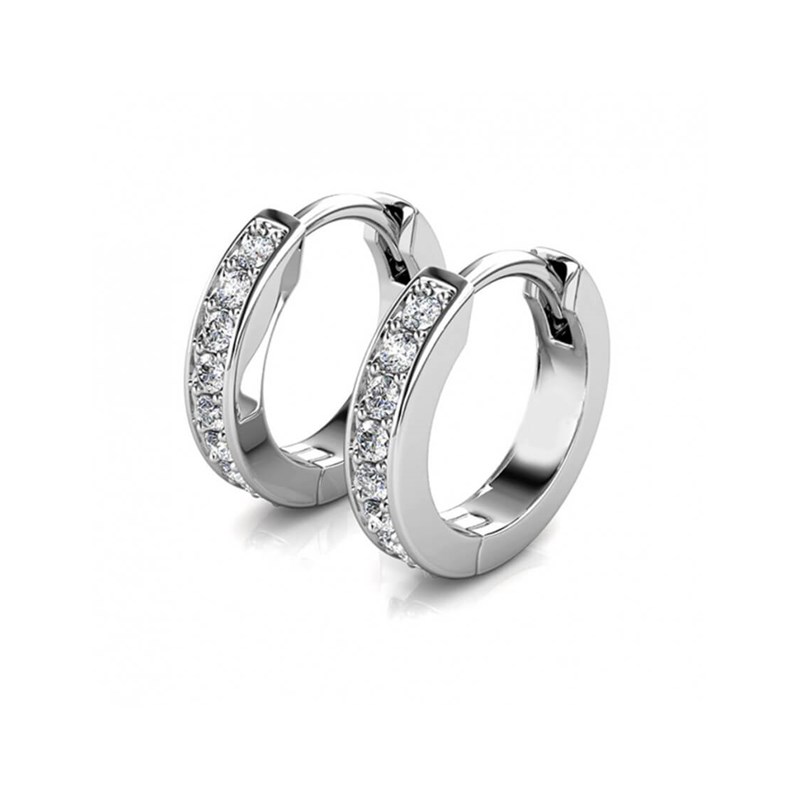 Boucles d'oreilles Circle Hoop - Argenté et Cristal - vue 4