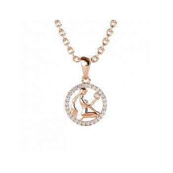 Maagd dierenriem hanger - Rose Goud en Kristal