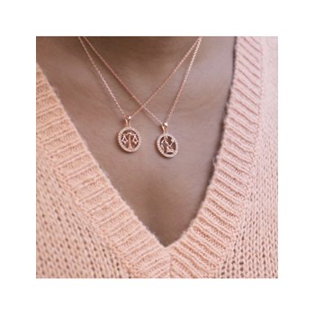 Maagd dierenriem hanger - Rose Goud en Kristal