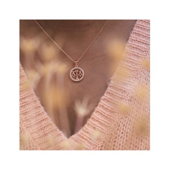 Weegschaal dierenriem hanger - Roségoud en kristal