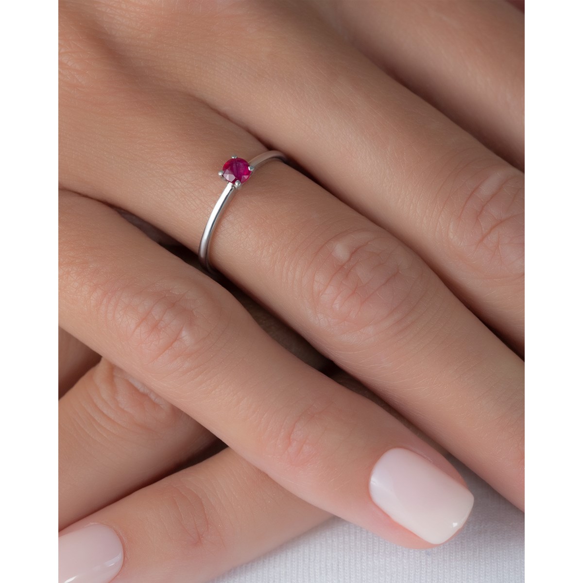 Bague ADEN Solitaire Or 585 Blanc Rubis 1.59grs - vue 3