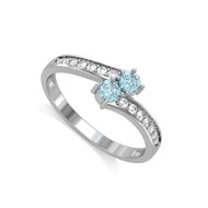 Bague ADEN Or 585 Blanc Duo Aigue-Marine et diamants 2.15grs