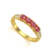 Bague ADEN Or 585 Jaune Rubis et diamants 2.382grs