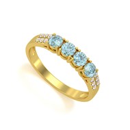 Bague ADEN Or 585 Jaune Aigue-Marine et diamants 2.382grs