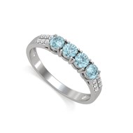 Bague ADEN Or 585 Blanc Aigue-Marine et diamants 2.382grs