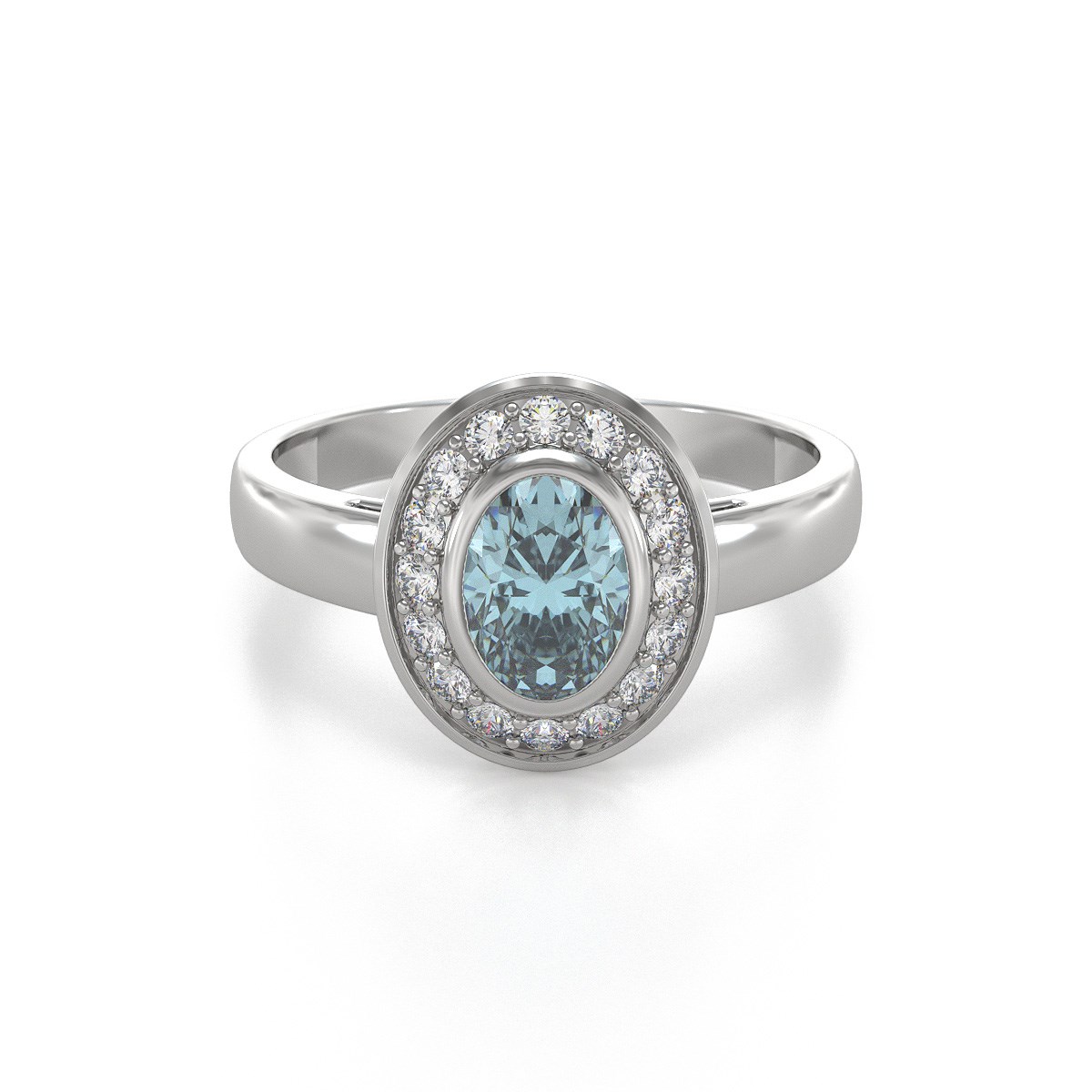 Bague ADEN Aigue-Marine et diamants sur Argent 925 2.788grs - vue 3