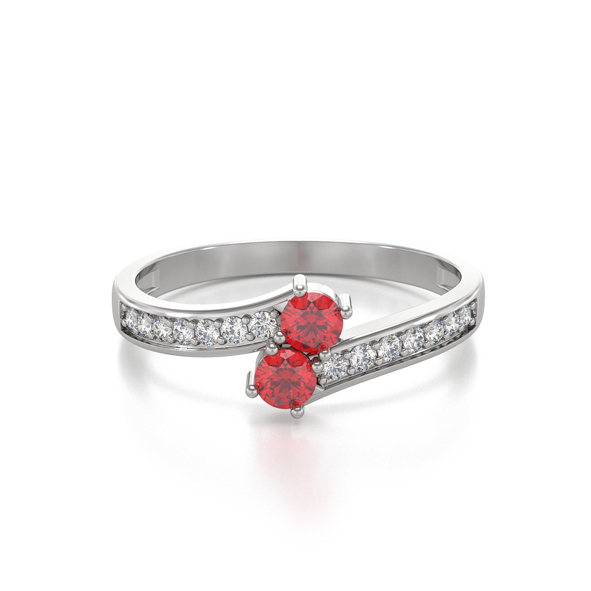 Bague Duo Rubis et diamants sur Argent 925 2.15grs - vue 3