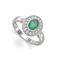 Bague ADEN Or 585 Blanc Emeraude et diamants 2.788grs