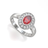 Bague ADEN Or 585 Blanc Rubis et diamants 2.788grs