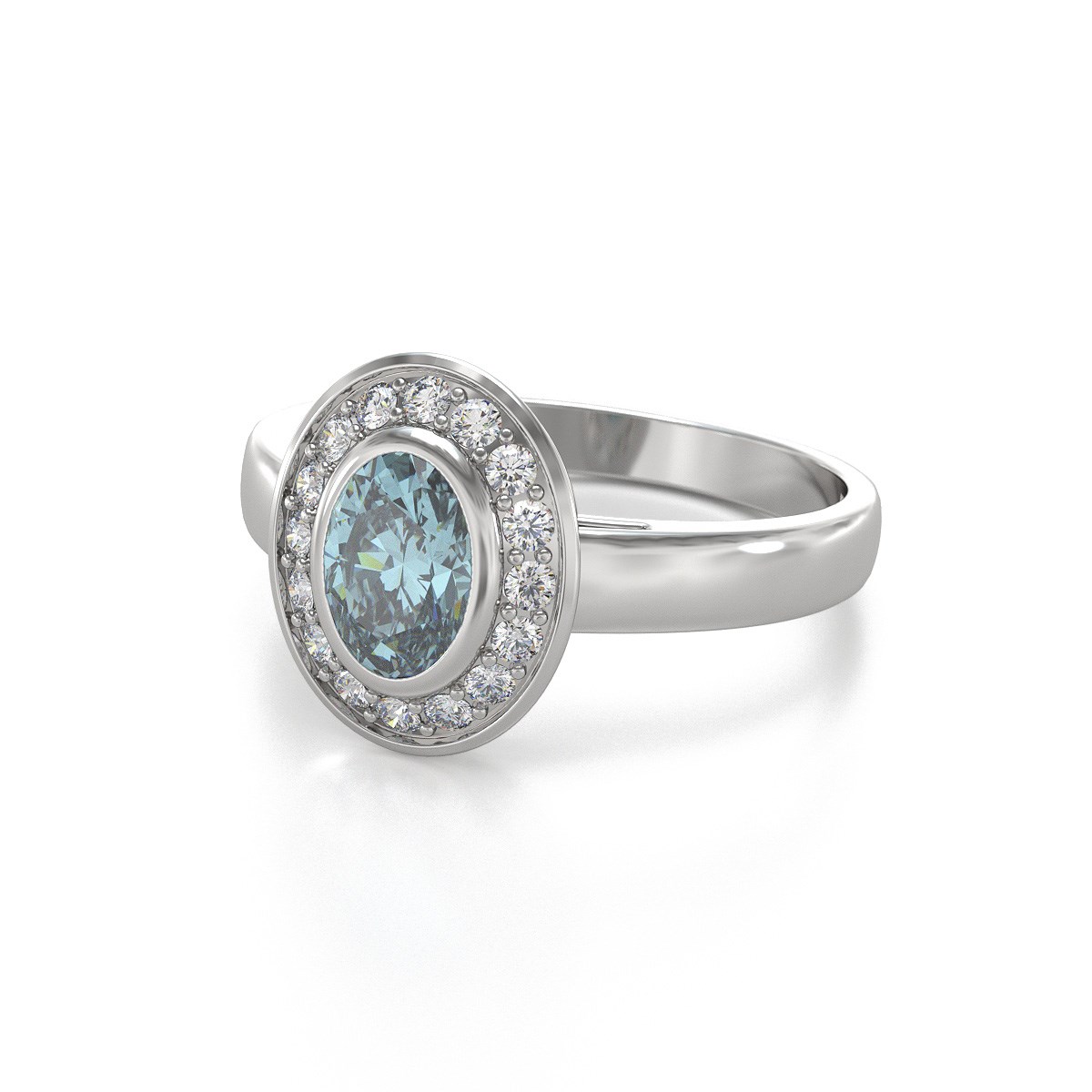 Bague ADEN Or 585 Blanc Aigue-Marine et diamants 2.788grs - vue 4