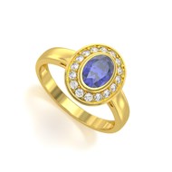 Bague ADEN Or 585 Jaune Tanzanite et diamants 2.788grs