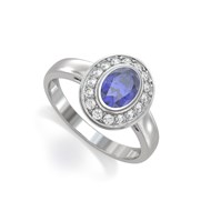 Bague ADEN Or 585 Blanc Tanzanite et diamants 2.788grs