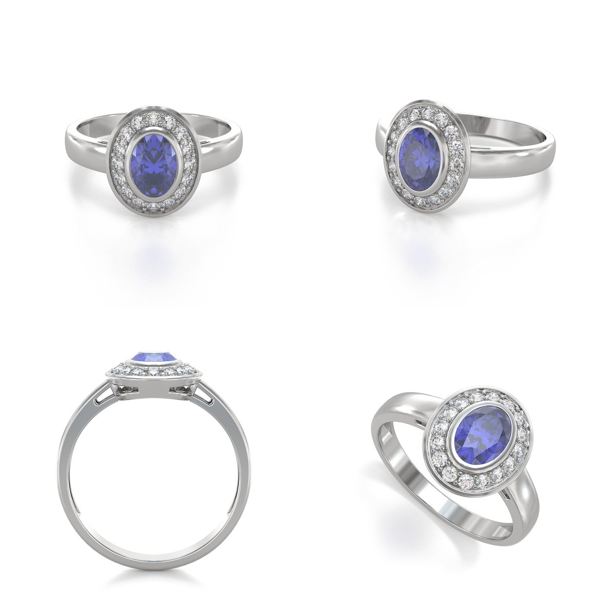 Bague ADEN Or 585 Blanc Tanzanite et diamants 2.788grs - vue 2