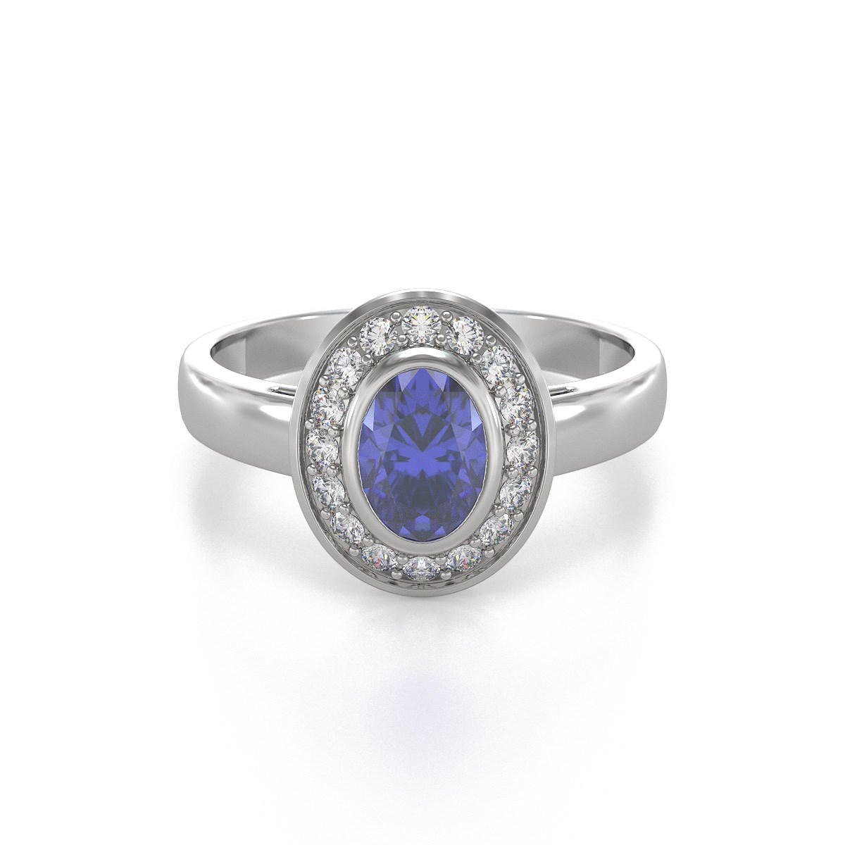 Bague ADEN Or 585 Blanc Tanzanite et diamants 2.788grs - vue 3