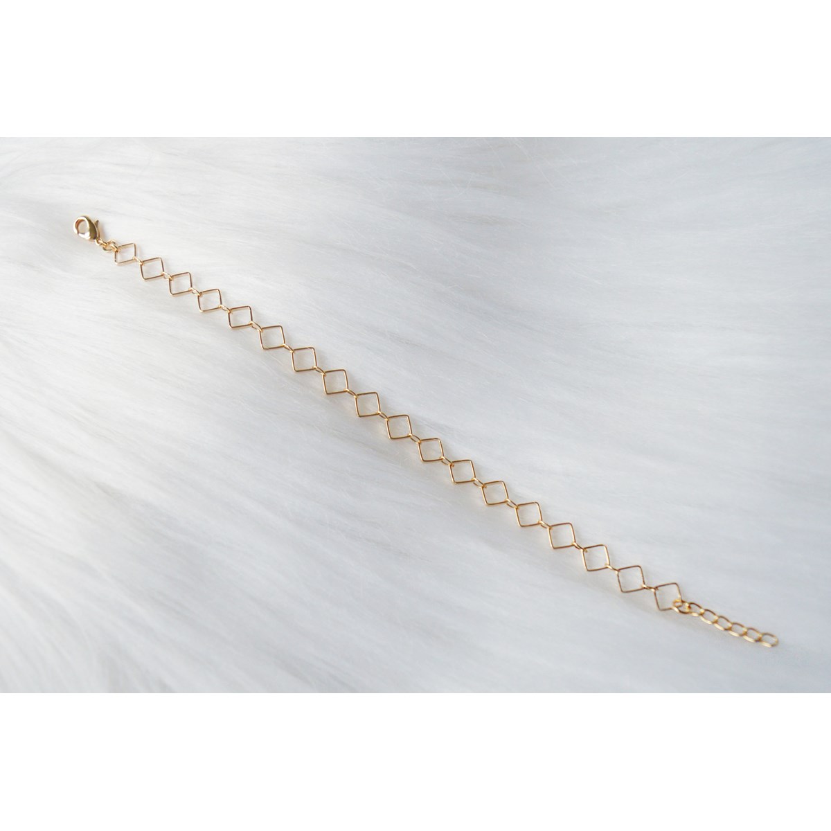 Bracelet chaîne fantaisie losanges -Plaqué or - vue 3