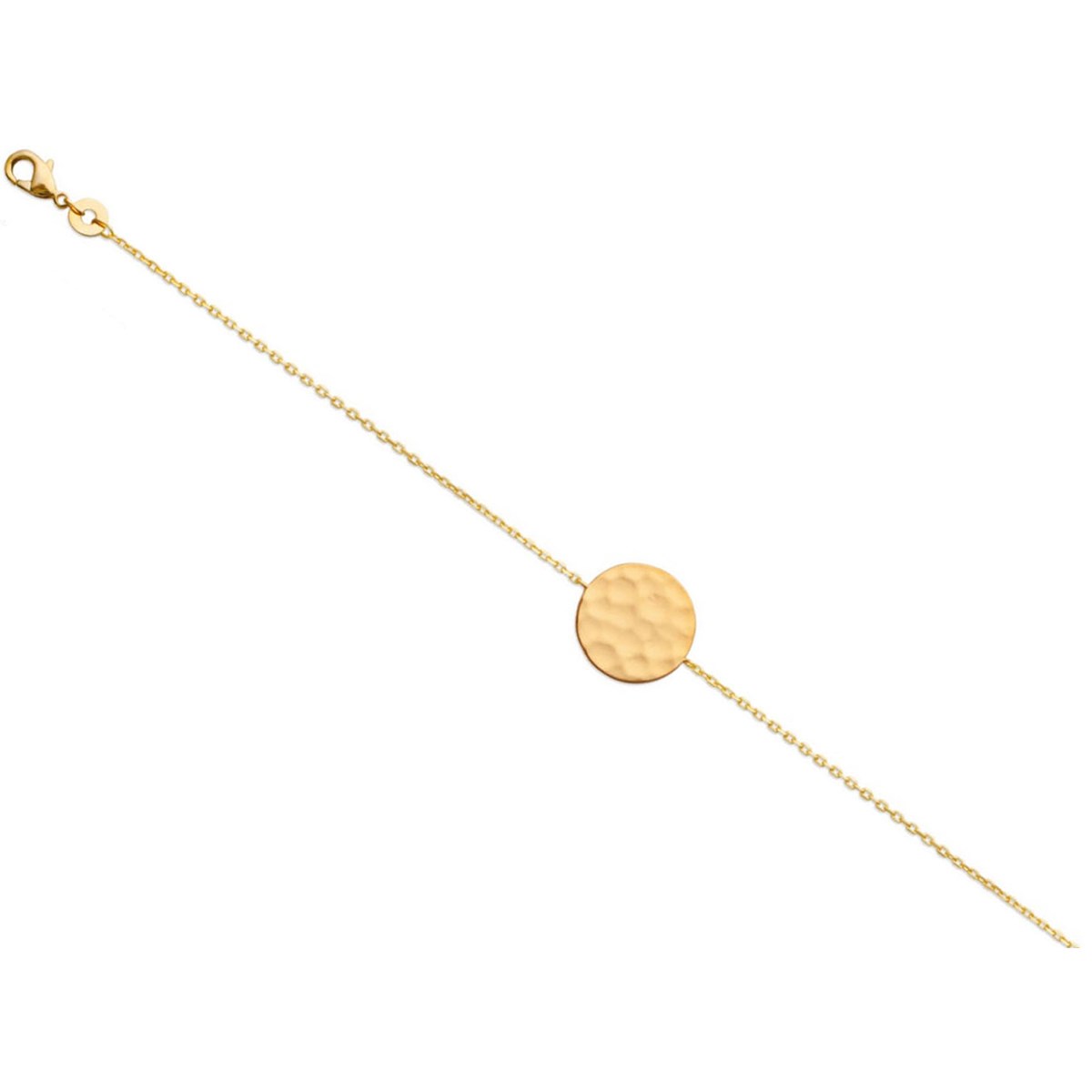 Bracelet chaîne  cercle martelé -Plaqué or