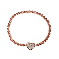 Bracelet fantaisie coeur en acier doré rose et oxydes de zirconium