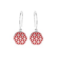 Boucles d'oreilles en argent rhodié avec émail rouge