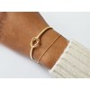 Bracelet jonc noeud rigide semi ouvert ajustable - Plaqué Or - vue V2