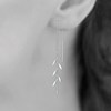 Boucles d'oreilles traversantes chaînes pampilles tombantes Argent 925 Rhodié - vue V2