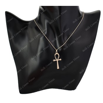 Collier croix égyptienne Ankh croix de vie Plaqué OR 750 3 microns