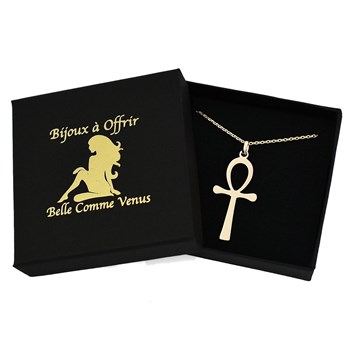 Collier croix égyptienne Ankh croix de vie Plaqué OR 750 3 microns