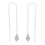 Boucles d'oreilles traversantes noeud tombant avec chaînette Argent 925 Rhodié