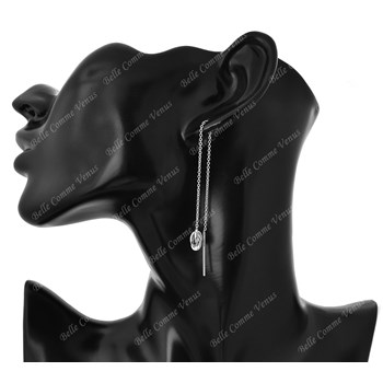 Silver 925 Rhodium drop-ring earrings with chain