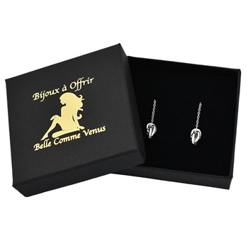 Silver 925 Rhodium drop-ring earrings with chain
