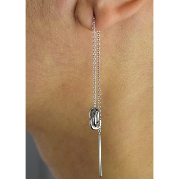 Silver 925 Rhodium drop-ring earrings with chain