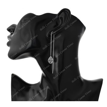 925 Rhodium silver drop earrings with chain