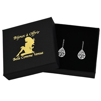 925 Rhodium silver drop earrings with chain