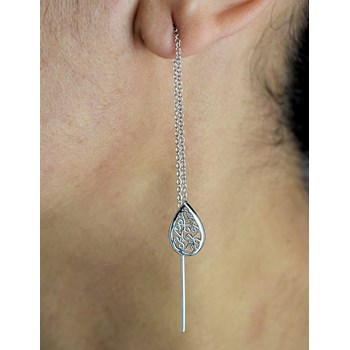 925 Rhodium silver drop earrings with chain
