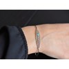 Bracelet jonc plume perle bleu turquoise Argent 925 Rhodié - vue V3