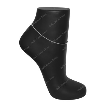 Silver 925 Rhodium ankle chain with alternating beads and chain link