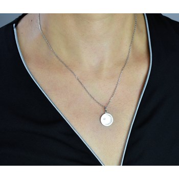 Collier médaille étoile et lune d'oxyde de zirconium Argent 925 Rhodié