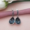 Boucles d'oreilles dormeuses MERCI goutte Argenté & Noir - vue V5