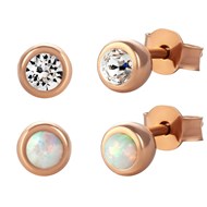Clous d'oreilles opale LA SEINE Doré & Bleu (4 pièces)