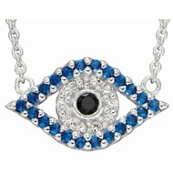 Collier oeil bleu zirconia en argent 925/1000