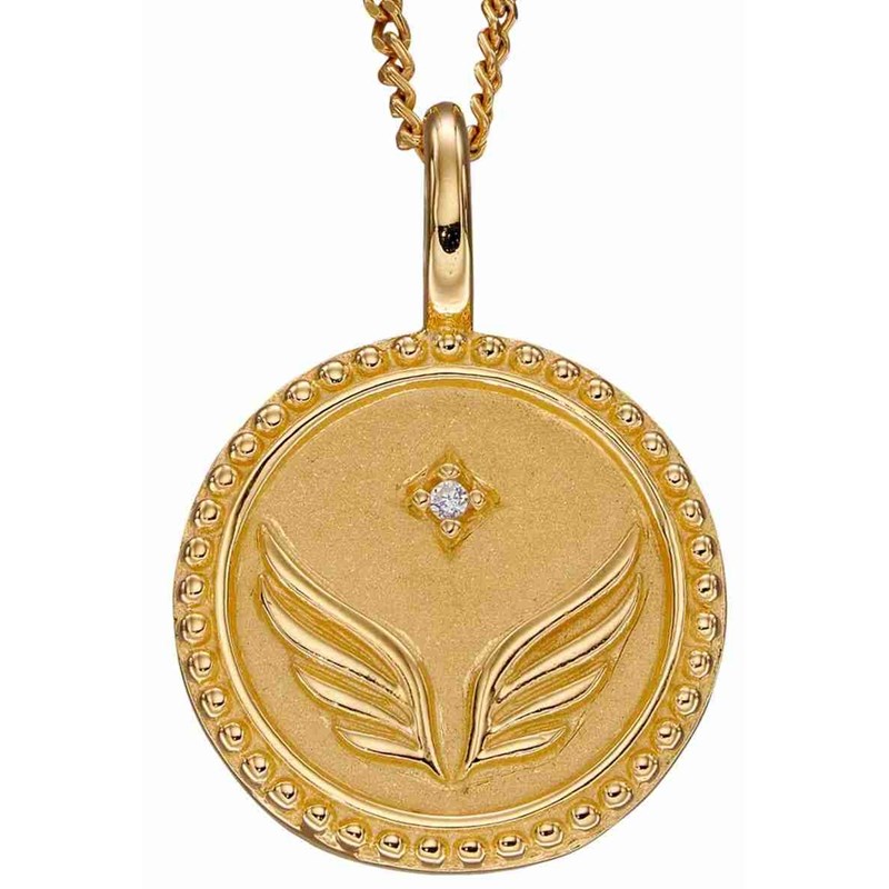 Collier étoile et aile d'ange plaqué or en argent 925/1000