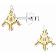 Boucle d'oreille tour eiffel doré en argent 925/1000