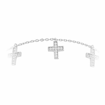Charm's Santa Rhodium Silver Bracelet Set With White Zirconium